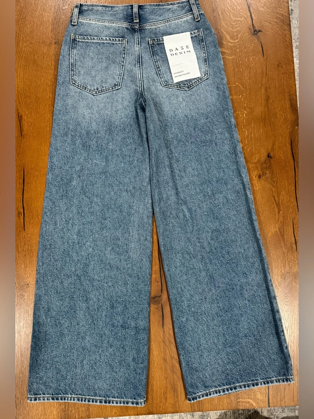 NWT🔖 DAZE Denim Kickback Waistless Palazzo Jeans 24 Wide Leg Indigo - Picture 9 of 16